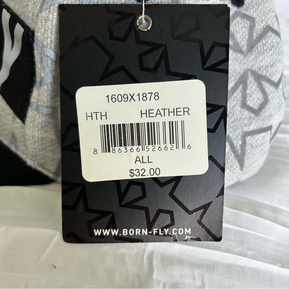 BORN FLY NWT! Men's Flat Bill Cap SnapBack‎ Moisture Sweatband Blk/Wht/Silver - Picture 10 of 11